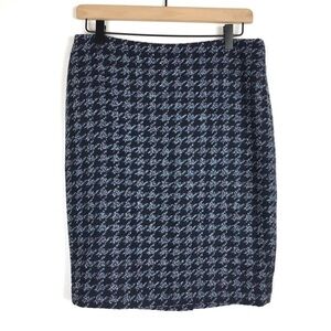 ANN TAYLOR Skirt Pencil Wool Tweed Woven Plaid Grid Houndstooth Petite 6P NWT
